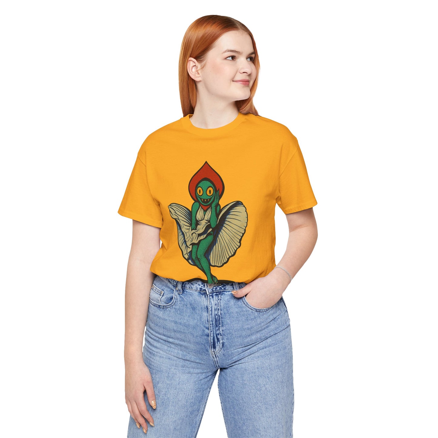 Flirt Like a Flatwoods Monster – UFO Cryptid Graphic Tee, Retro Alien Romance Shirt, Unisex Cosmic Gift