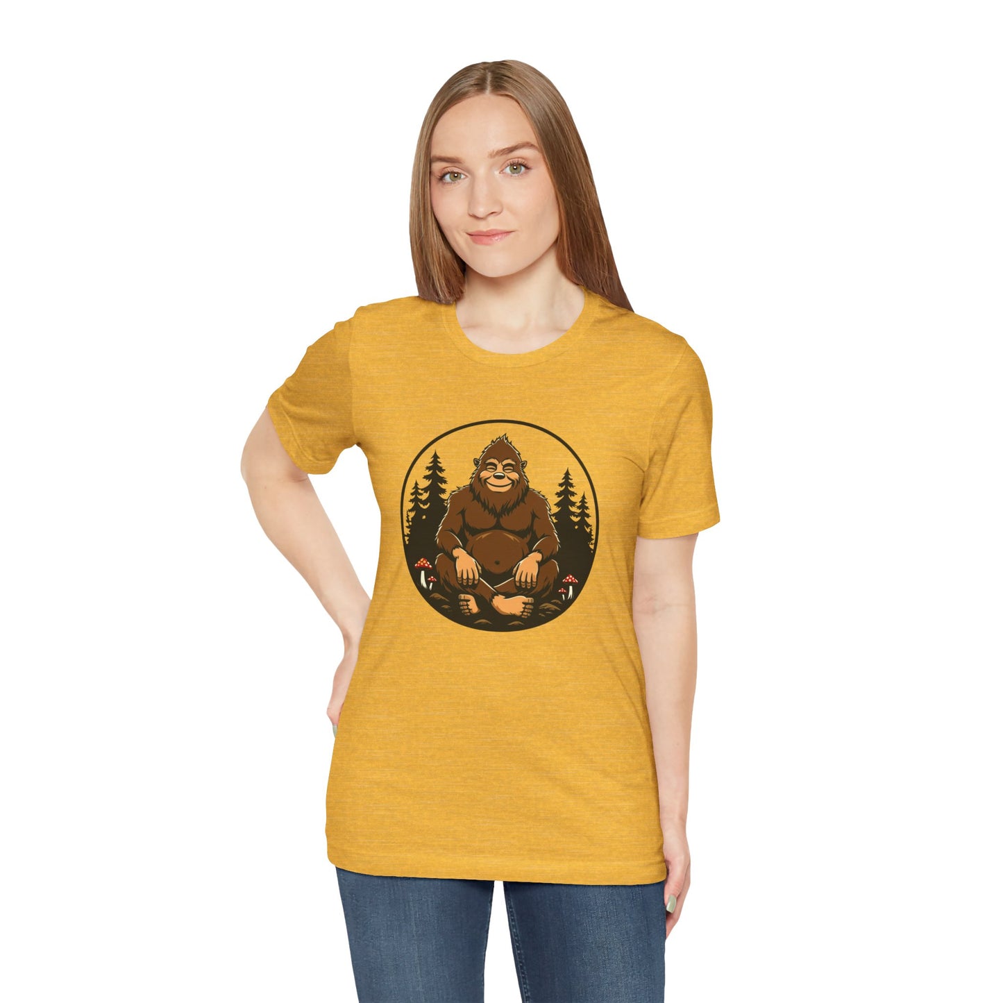 Bigfoot Zen Unisex Tee – Meditating Sasquatch Vibes for Nature Lovers & Adventurers