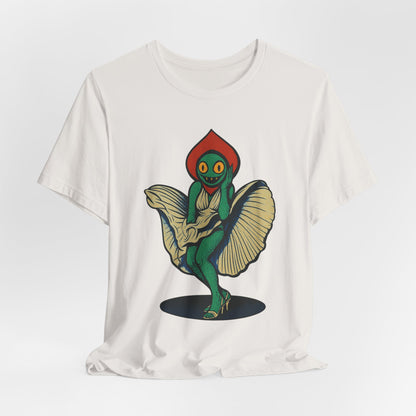 Flirt Like a Flatwoods Monster – UFO Cryptid Graphic Tee, Retro Alien Romance Shirt, Unisex Cosmic Gift